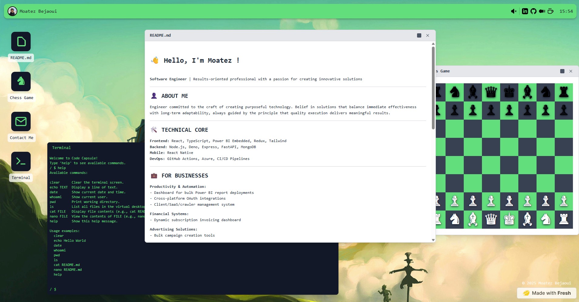 Moatez's desktop